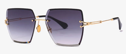 Womens Rimless Sunglasses Ladies Metal Gradient Lens Brown Black Square Sun Glasses Female Accessories Summer 2018