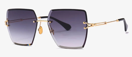 Womens Rimless Sunglasses Ladies Metal Gradient Lens Brown Black Square Sun Glasses Female Accessories Summer 2018
