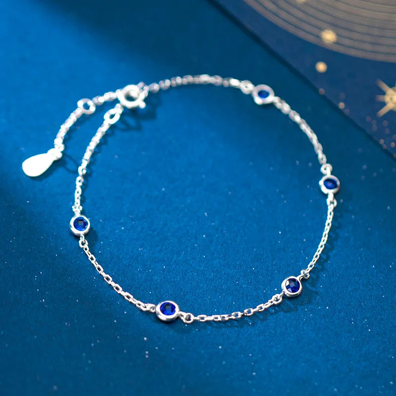Black White Blue Red Bead Bracelets for Women 925 Sterling Silver Bracelet Trendy Fashion Jewelry Womens Accessories