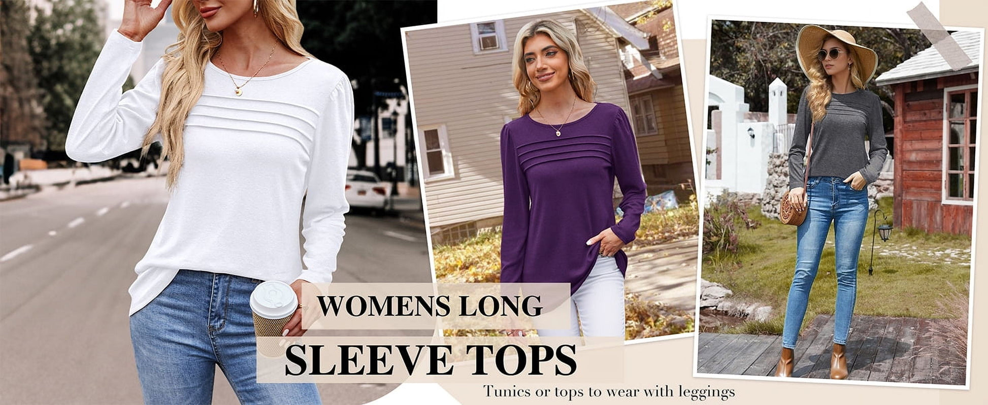 Long Sleeve Shirts for Women Fall Dressy Casual Blouses Fashion Pleated Tunic Tops