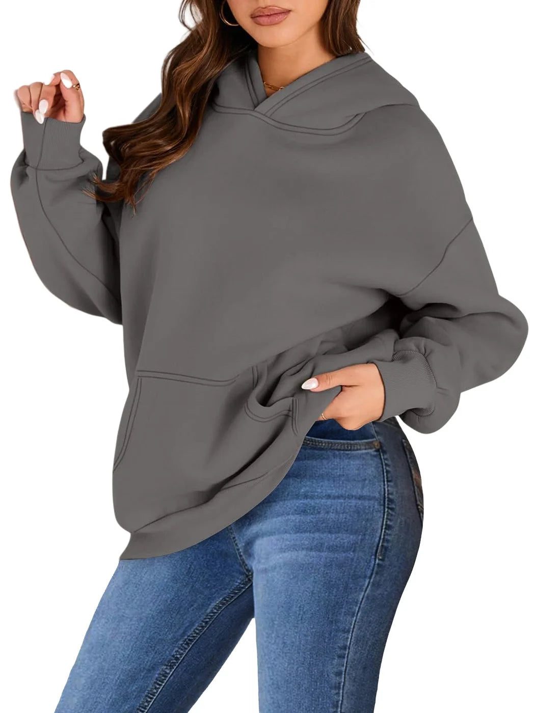 Hoodies for Women Fleece Hooded Sweatshirts Oversized Pullover Long Sleeve Ladies Tops with Pocket