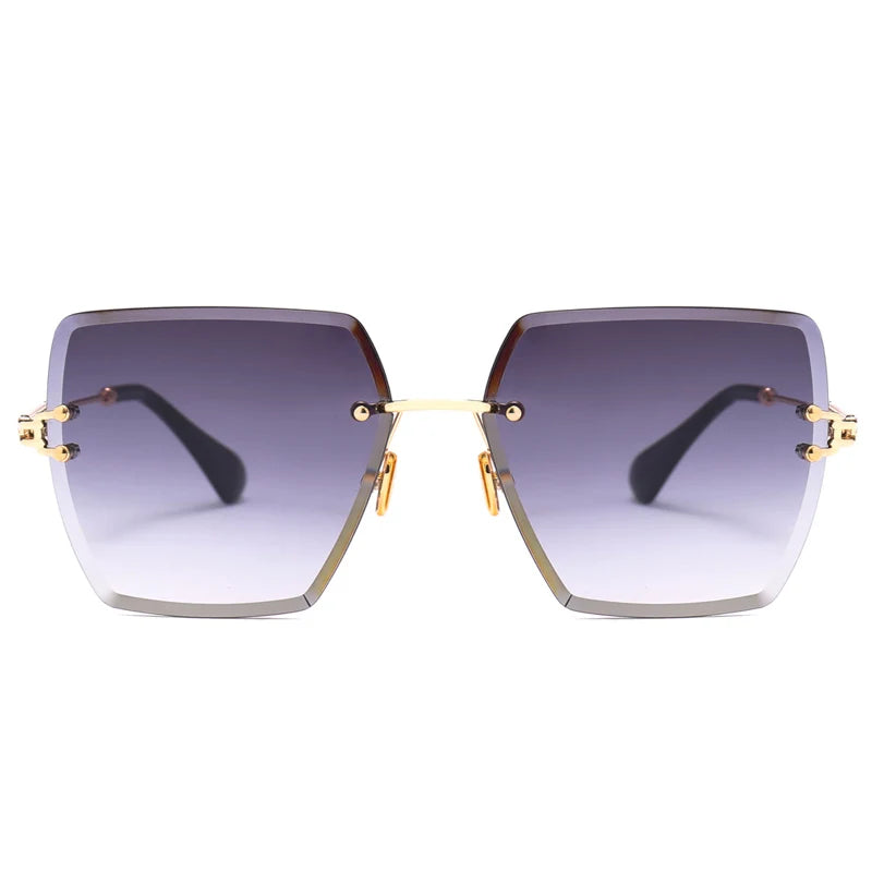 Womens Rimless Sunglasses Ladies Metal Gradient Lens Brown Black Square Sun Glasses Female Accessories Summer 2018