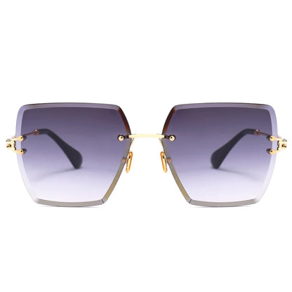 Womens Rimless Sunglasses Ladies Metal Gradient Lens Brown Black Square Sun Glasses Female Accessories Summer 2018