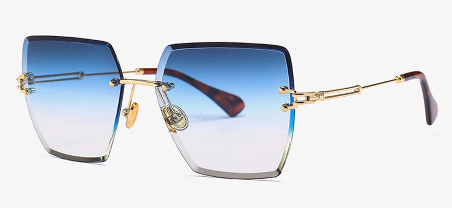 Womens Rimless Sunglasses Ladies Metal Gradient Lens Brown Black Square Sun Glasses Female Accessories Summer 2018