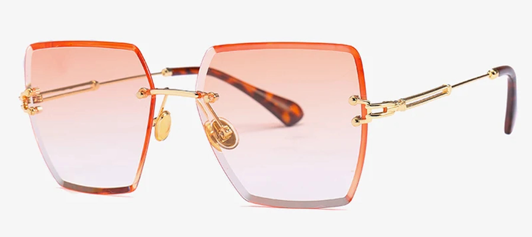 Womens Rimless Sunglasses Ladies Metal Gradient Lens Brown Black Square Sun Glasses Female Accessories Summer 2018