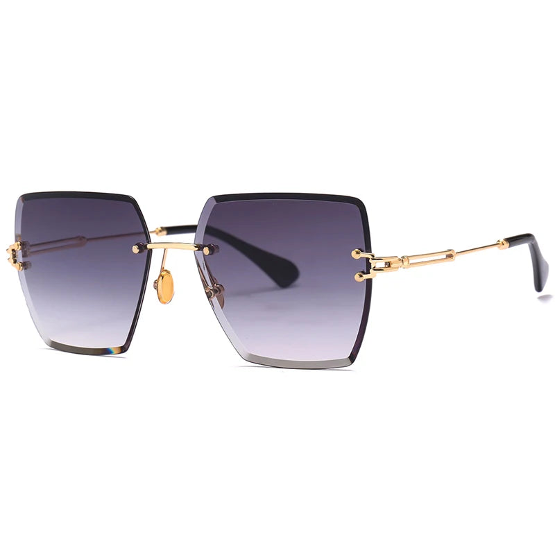Womens Rimless Sunglasses Ladies Metal Gradient Lens Brown Black Square Sun Glasses Female Accessories Summer 2018