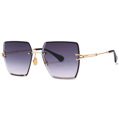 Womens Rimless Sunglasses Ladies Metal Gradient Lens Brown Black Square Sun Glasses Female Accessories Summer 2018
