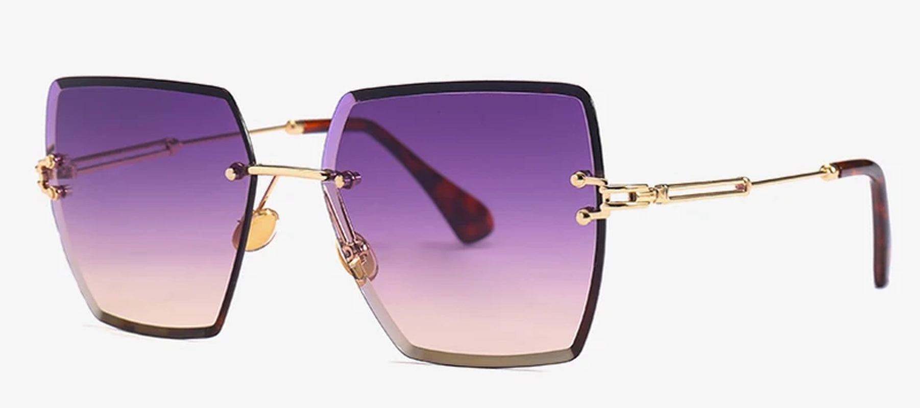 Womens Rimless Sunglasses Ladies Metal Gradient Lens Brown Black Square Sun Glasses Female Accessories Summer 2018